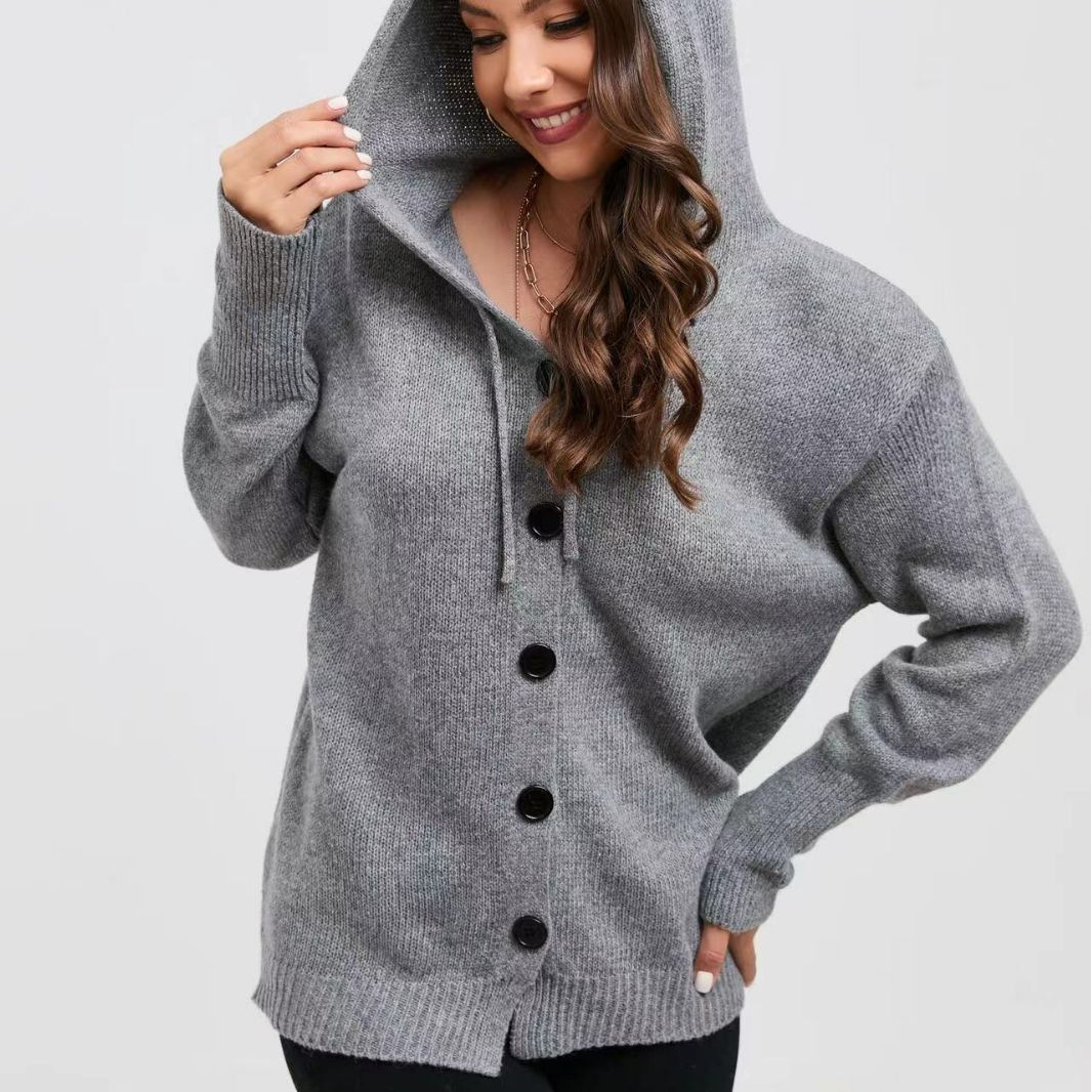 solid color cardigan with hood