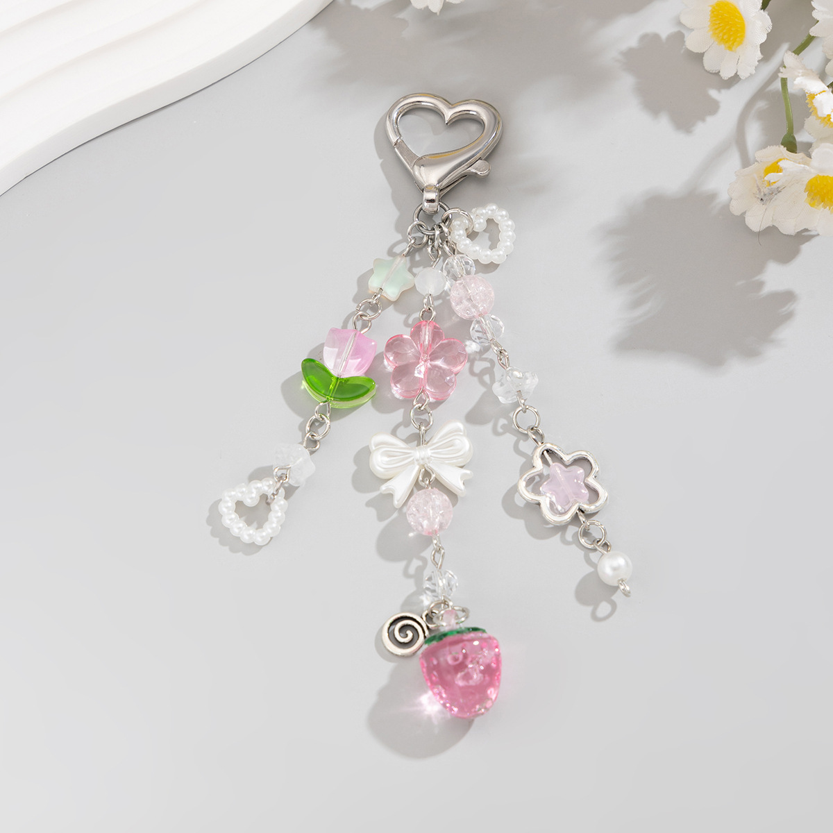 12g Weight Bag Pendant, Keychain Classification 1 Piece Quantity Daily Occasion Alloy Material Fruit, Strawberry Pattern Women's Gender Cute, Pastoral Style Cute Pastoral Fruit Strawberry Arylic Alloy Women's Bag Pendant Keychain 22