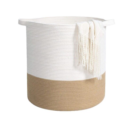 Cotton thread knitting basket Storage basket Cotton rope Handmade sundries cotton rope knitting Christmas table storage basket