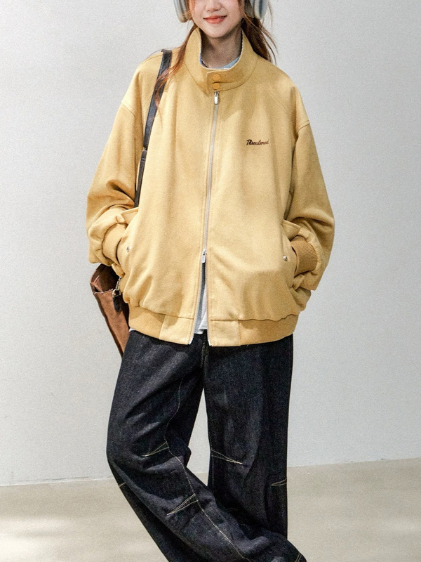 CHANTnd 格子拼接麂皮绒外套女款秋季350G空气层棒球服休闲夹克|undefined