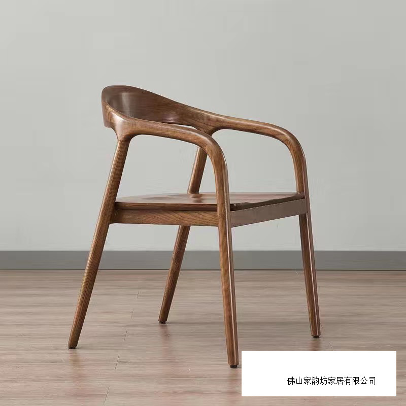 实木餐椅中式椅子北欧书房原木大板直拼橡胶木靠背椅|undefined