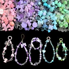 かわいい蝶結びの小さな花のアクリルビーズdiy携帯チェーンのネックレスのストラップのビーズのアクセサリー