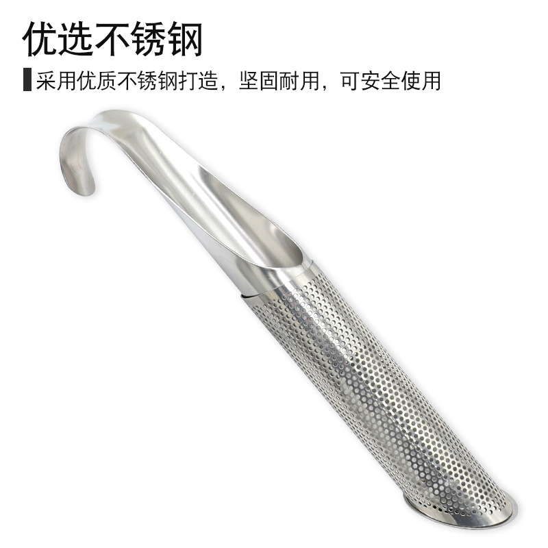 304 tubo de acero inoxidable colgando fabricante de té embudo de té mango té colador de té cuchara de té con mango de té juego de té