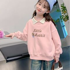 女童春秋卫衣新款儿童大童翻领女孩春季洋气时髦宽松春装上衣