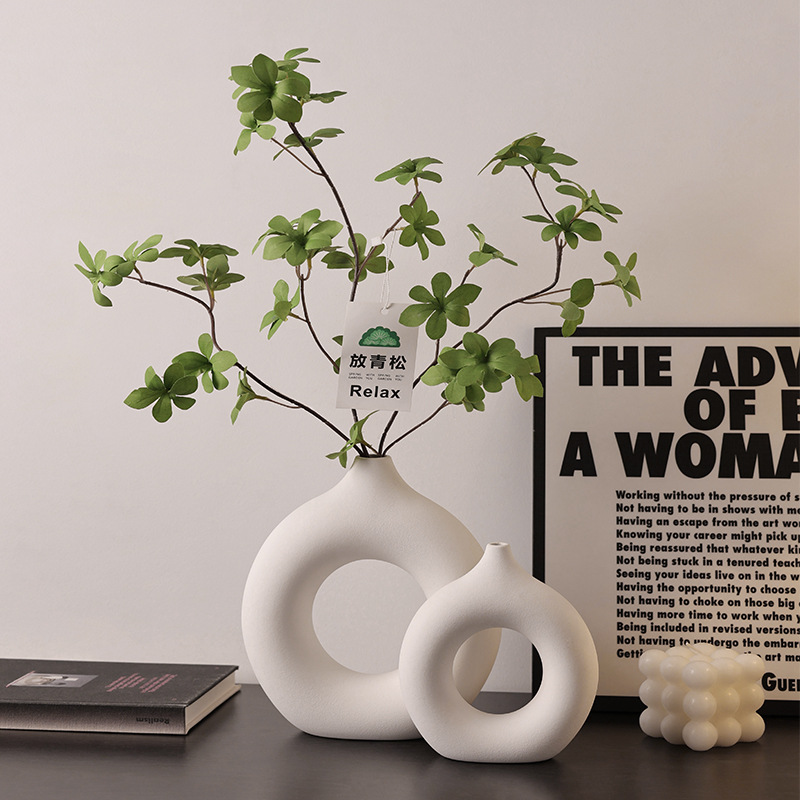 贝汉美侘寂风素胚陶瓷花瓶摆件客厅插花干花电视柜家居装饰品批发