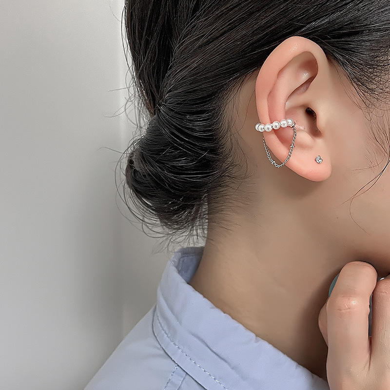 Gold Plated, Silver Plated Plating Material Artificial Pearls Inlay Material 1 Piece Elegant Simple Style Tassel Copper Inlay Artificial Pearls Gold Plated Silver Plated Ear Clips