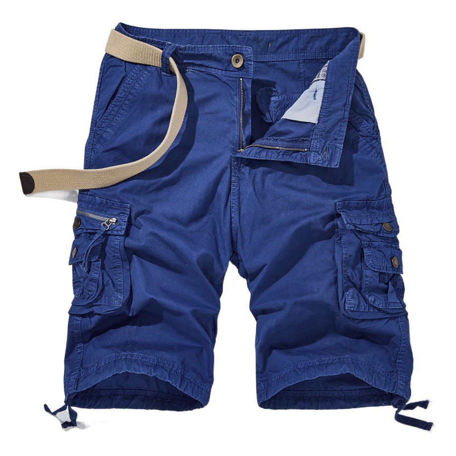 Pantalones cortos deportivos de verano para hombre, ropa de trabajo de marca a la moda, con múltiples bolsillos, corte holgado, talla grande, pantalones cortos informales de longitud media, estilo fino.
