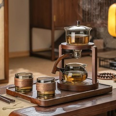 ハイエンド自動茶器家庭用オフィス磁気吸引ティーポットガラス工夫茶器セット高級怠け者神器