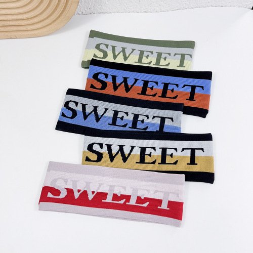 Sports Sweatband for Ladies, Teenage Girls, Wide Knit Headband for Tying Hair, Fitness, Yoga, Running, Outdoors, Breathable