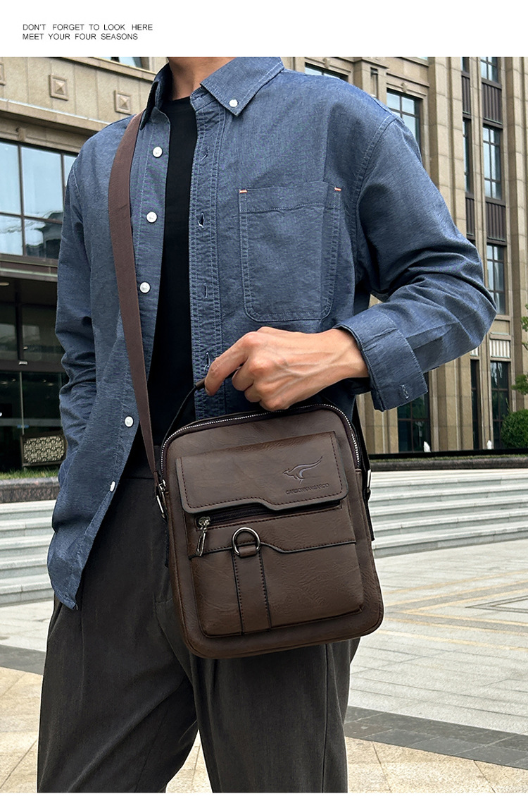 Bolso de cuero sencillo transfronterizo, bandolera de negocios de moda para hombre, bolso de mano, mochila informal, bandolera, venta al por mayor para comercio exterior