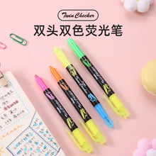 日本Pentel派通SLW8双头双色荧光彩色记号笔粗划重点标记笔4.0mm