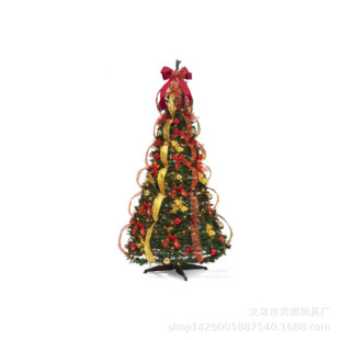 Beiqi 1.8 m Amazon popular retractable tree with ornaments 150LED light frame tree foldable Christmas Festival