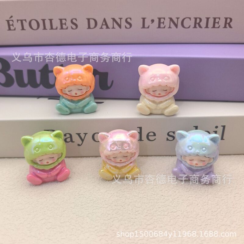 电镀云梦小狗睡眠小熊卡通可爱diy 饰品配件桌面车载摆件对碰小熊|undefined
