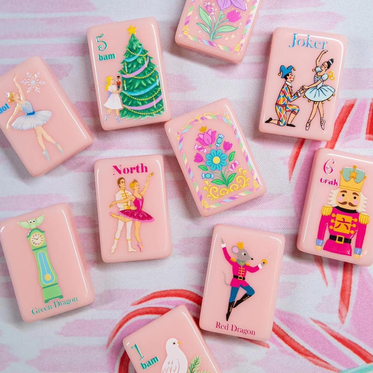 In-Stock American Acrylic Single-Layer Paris Pink Hand-Painted Mahjong American Mahjong