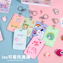 Cute card set student meal card ins campus bus with keychain ID protective cover badge access card