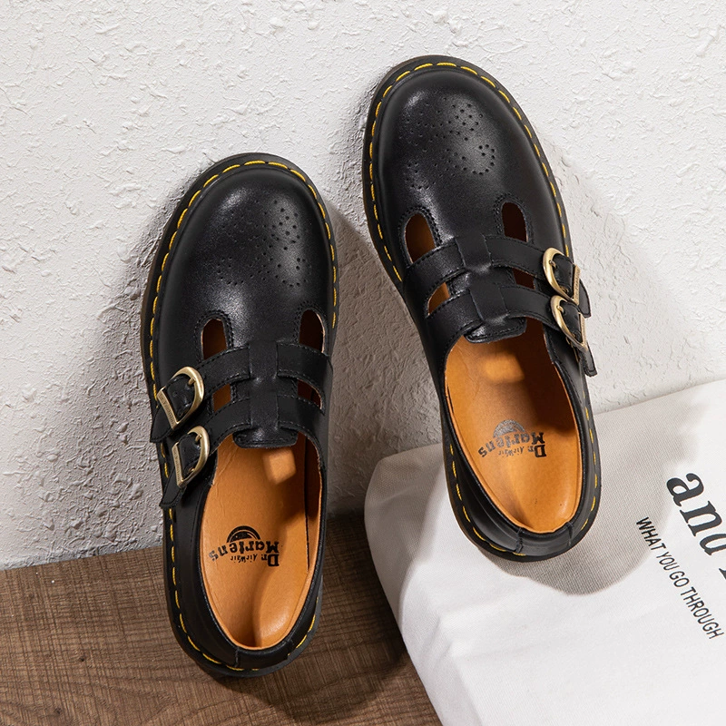 2025 минималистский T-образный ремень большой 41 кожаные туфли с низкой полосой одежды маленькая кожаная обувь женская английская мода студенческая повседневная одиночная обувь