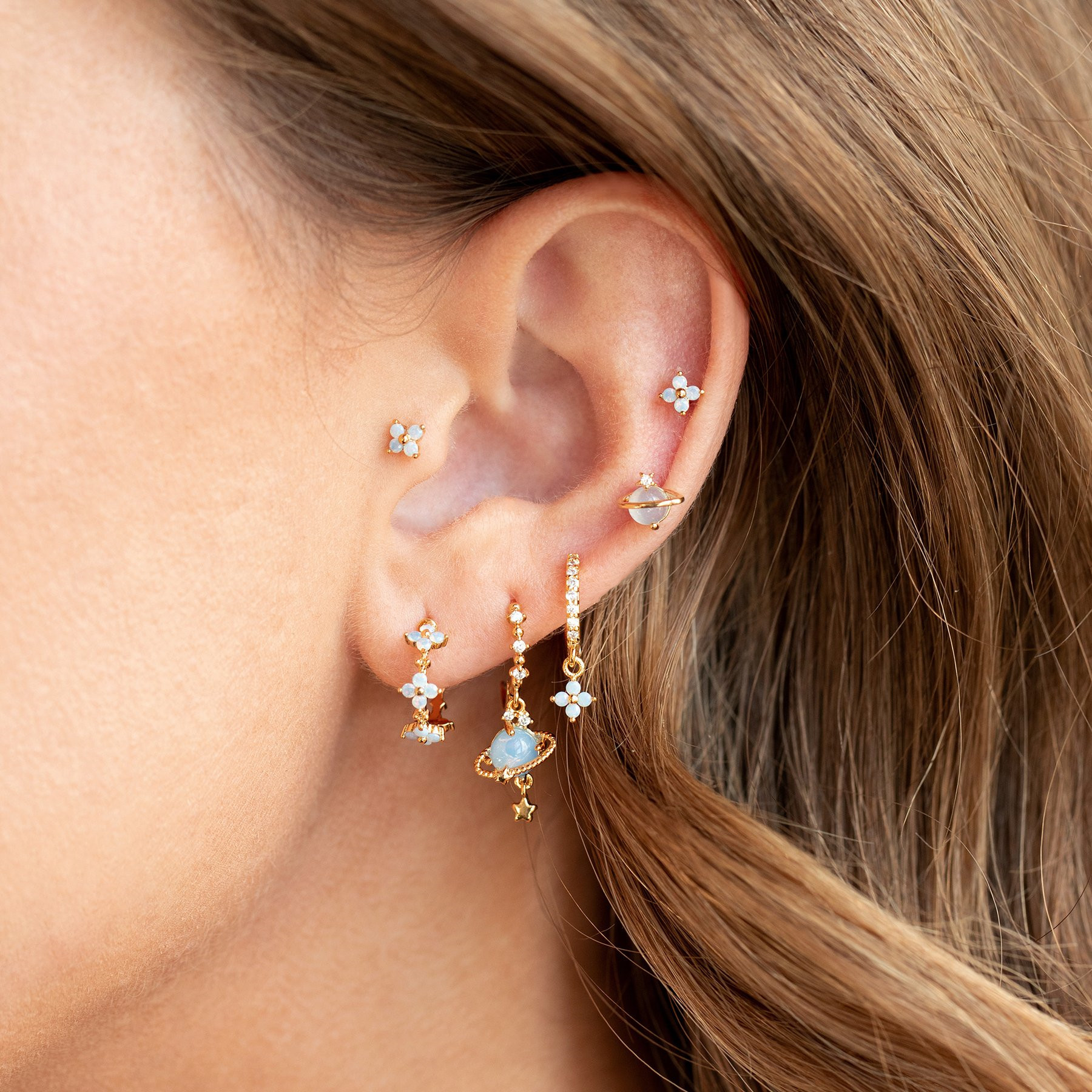 Mode Constellation Laiton Incruster Zircon Boucles D'oreilles Pendantes 1 Paire display picture 1