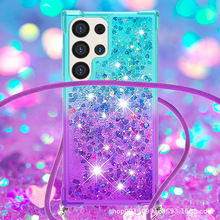 防摔流沙适用三星S24 Ultra挂绳手机壳S23渐变保护套A23 4G跨境防