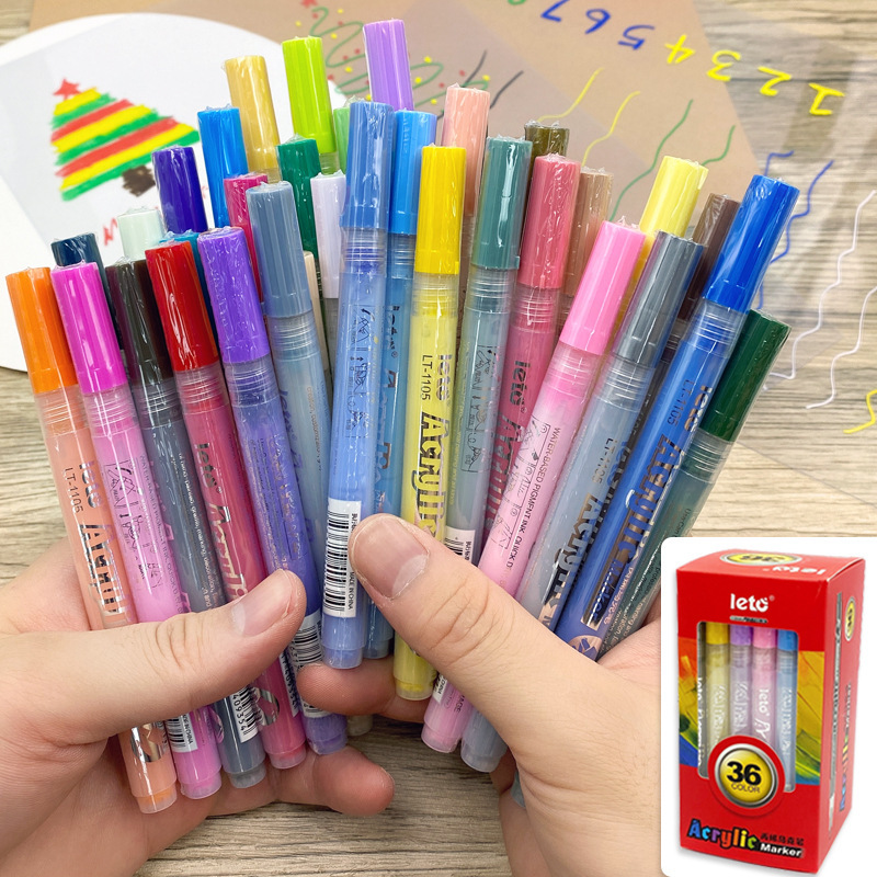24 色アクリルマーカーペン防水非退色アクリルペイントペン水性ペン DIY シェル絵画靴落書き|undefined