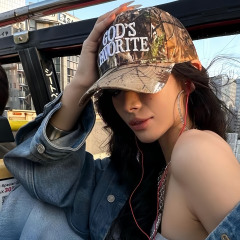 ins小众复古迷彩棒球帽超酷立体刺绣印花鸭舌帽女街头时尚显脸小