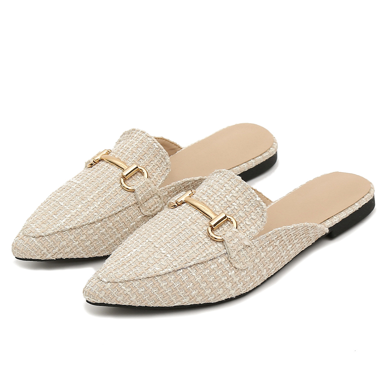 Grenzüberschreitender Sommer, kleiner Duft, modische Damen-Einzelschuhe mit flachem Boden, spitzer Zehenbereich, leerer Baotou-Half-Drag-Außenhandel_voghion.com