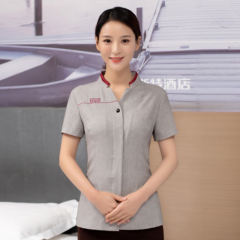 保洁服工作服夏季短袖套装刺绣logo物业保洁员酒店宾馆服务员工衣