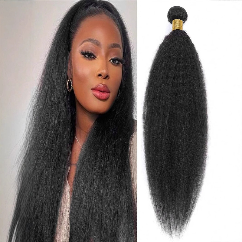 Cross-border European and American Foreign Trade Fashion Wig Pure Large YK Hair Curtain Long Straight Hair Chemical Fiber Black Popular African Hair in stock