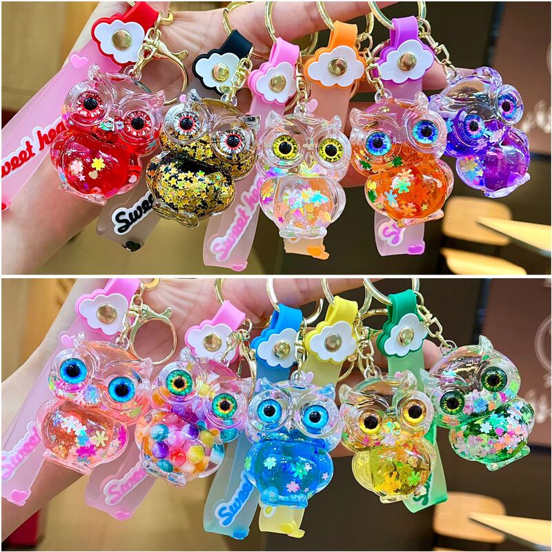 Creative New Style Oil-Filled Owl Keychain, Exquisite Liquid Quicksand Car Keychain, Couple Bag Pendant, Small Gift Creative New Style Oil-Filled Owl Keychain, Exquisite Liquid Quicksand Car Keychain, Couple Bag Pendant, Small Gift