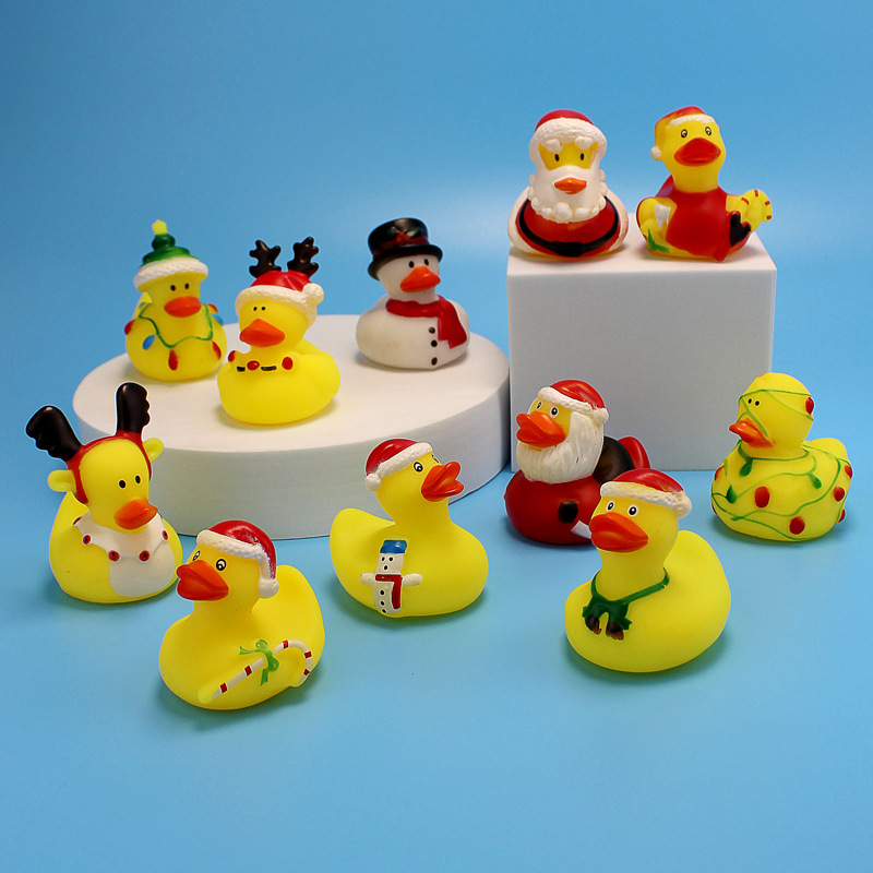 Creative Christmas Baby Bath Duck Toy That Makes Sounds When Squeezed, Children's Bathroom Bath Toy