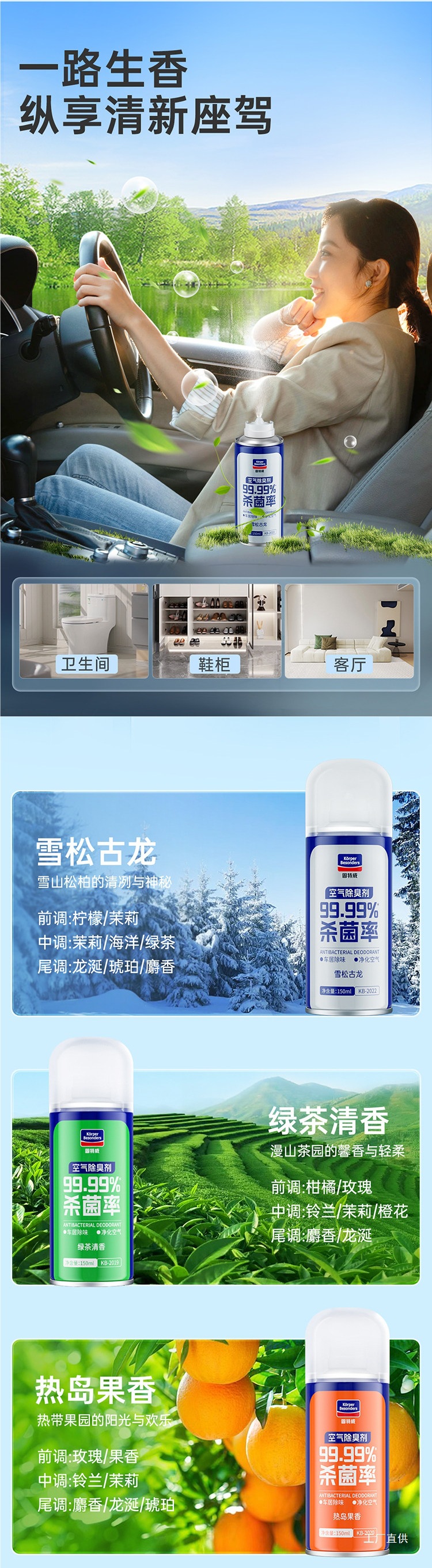 Goodway Car Interior Odor Removal Car Deodorizer Air Freshener Air Conditioning Sterilization Deodorant Odor Removal Spray for Car Use