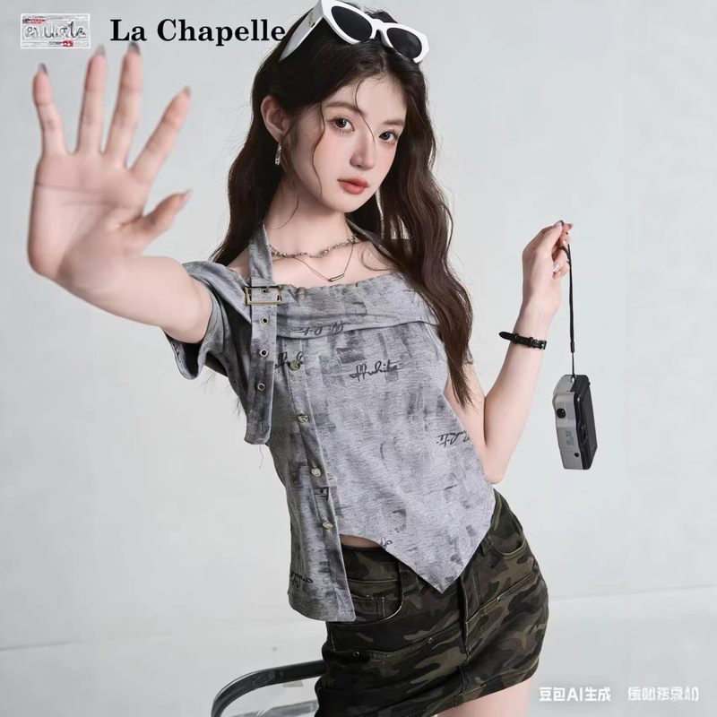 2026 New American-Style Spicy Girl Style Tie-Dye Off-Shoulder Short-Sleeve T-Shirt for Women, Summer Design with a Cinched Waist and Exposed Shoulders 2026 New American-Style Spicy Girl Style Tie-Dye Off-Shoulder Short-Sleeve T-Shirt for Women, Summer Design with a Cinched Waist and Exposed Shoulders