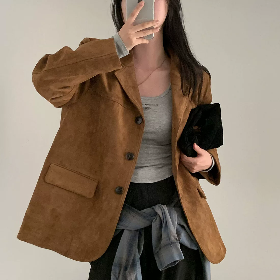 Retro velvet long-sleeve, classic suit jacket, Korean style, autumn, French retro style, oversize
