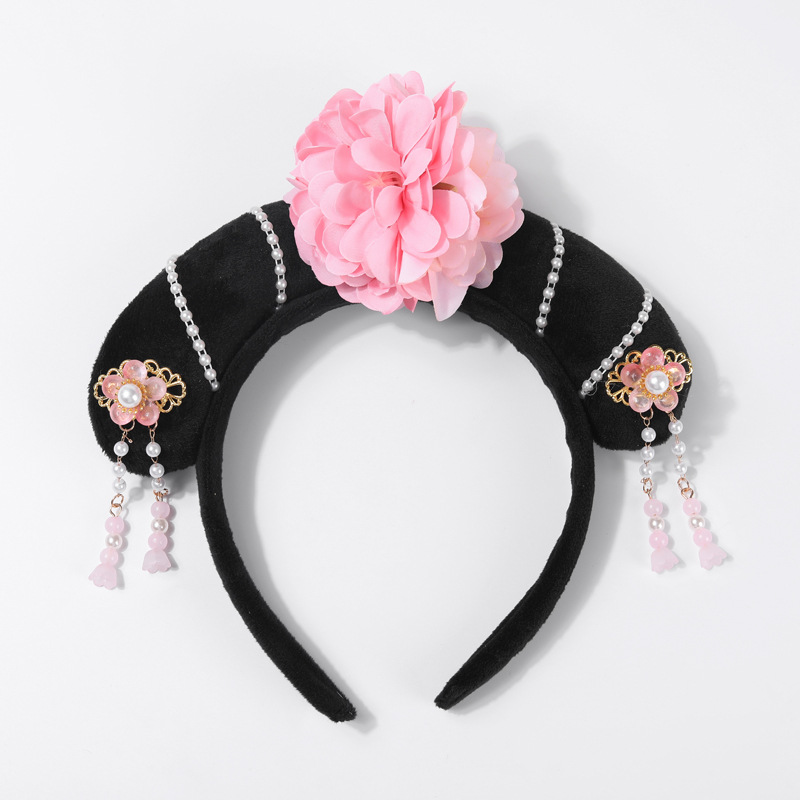 진주 장식 핑크 헤어밴드