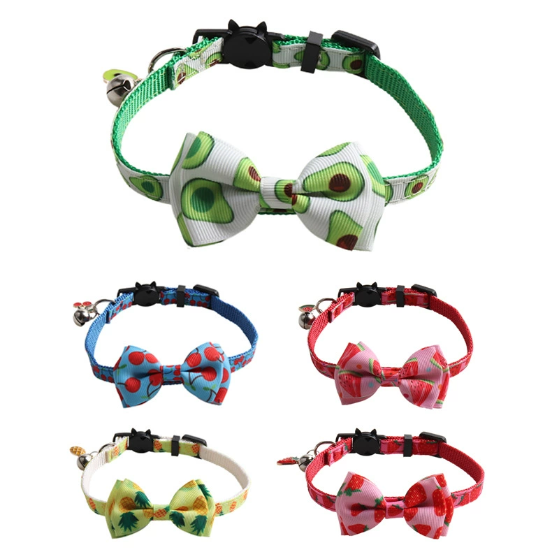 Amingge новый питомец фрукты бант лента кошачий воротник бант съемный мобильный с колокольчиком