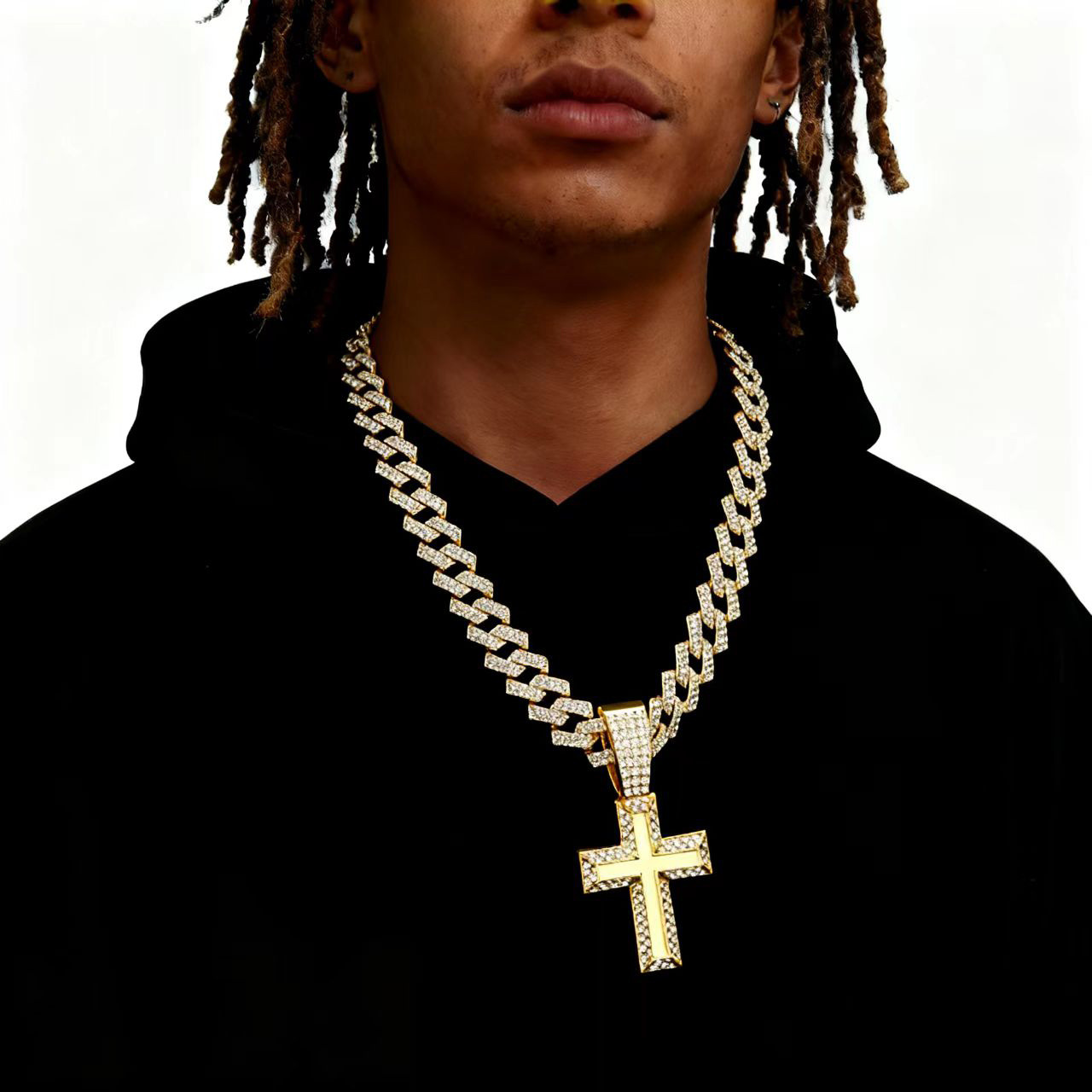Hip-Hop estilo hombre diamante colgante de cruz cubano accesorios personalidad joyas de moda calle fabricantes al por mayor