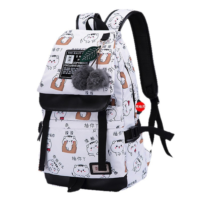 Mochila de escuela secundaria y secundaria universal multifuncional de gran capacidad transfronteriza, bolsa de ordenador informal ligera, bolsa de viaje, mochila impresa