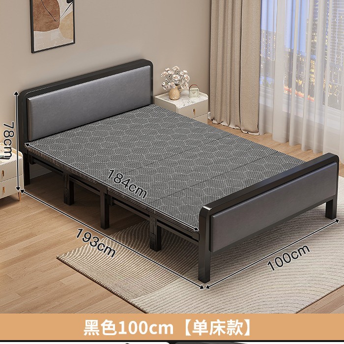 Cama individual plegable para adultos domésticos 1m2 cama simple para alquiler dormitorio reforzado cama de hierro de placa dura cama doble