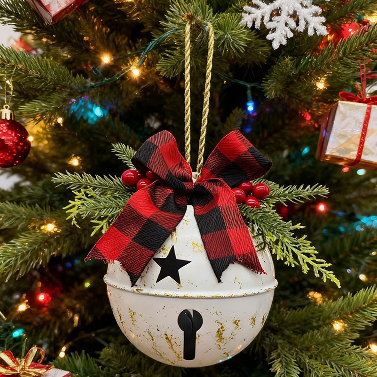 Christmas decorations, large white bell pendants, Christmas tree ornaments, holiday supplies, gifts, Christmas doorbell decorations