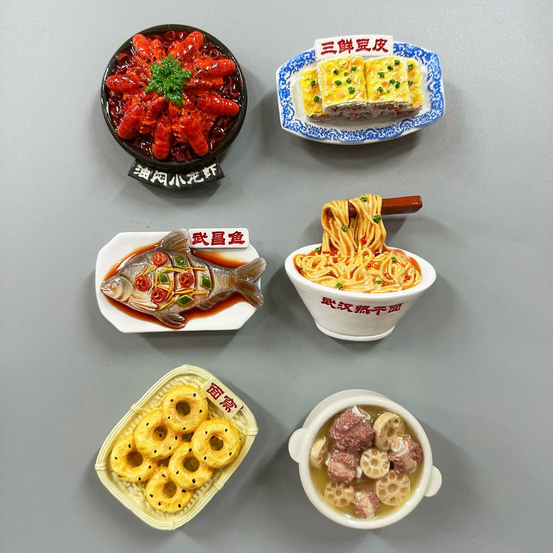 冰箱贴武汉美食树脂装饰品抖音热卖仿真食玩旅游品厂家新款现货
