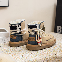 2025新款胡迪联名栗色厚底增高设计女生冬季防水防滑棉靴雪地靴