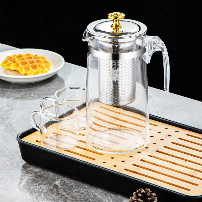 304不鏽鋼膽泡茶壺玻璃過濾飄逸杯茶具套裝花茶壺可印LOGO批發