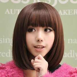 亚马逊新品bobo头短发 波波头 Straight Short Wig假发女蓬松修脸