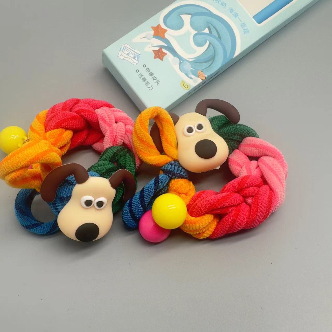 Diadema de perro lindo para niños 2023 Nueva banda de pelo tejida para niña tocado cuerda de pelo de cola de caballo duradera grande para niña
