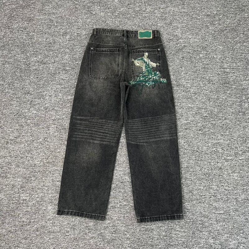 derschutze gallery Denim Jeans高街刺绣潮流休闲时尚直筒牛仔裤|undefined