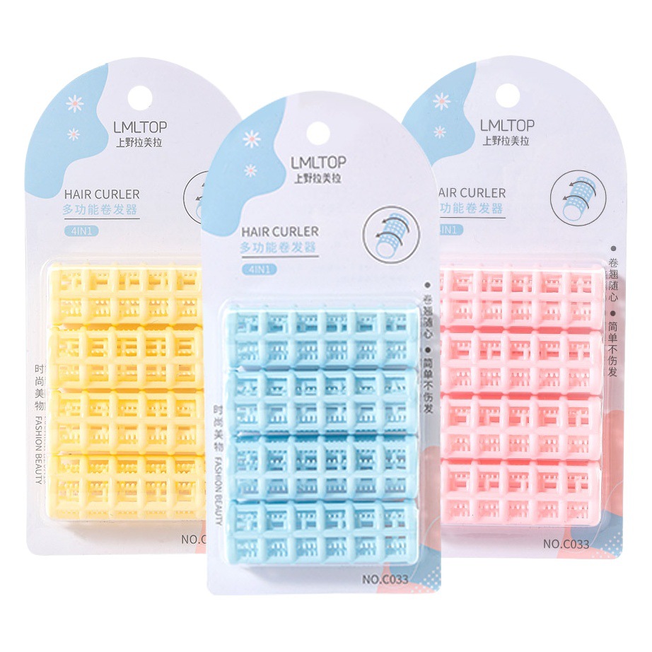 Ramila multi-funcional rizador de pelo de plástico mojado y seco de doble uso pelo rizador herramientas de pelo 4 Pack C033
