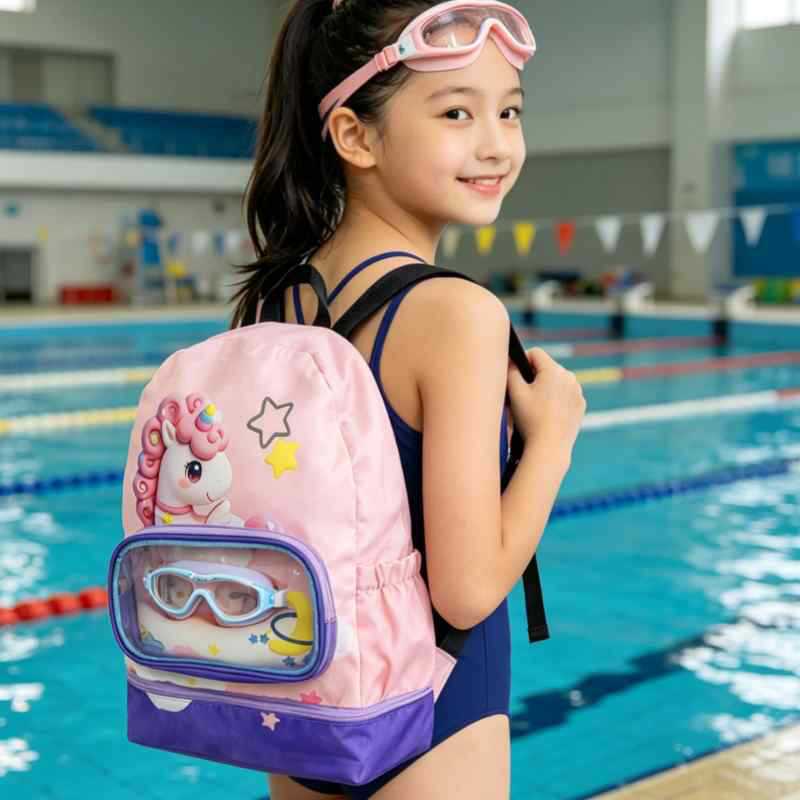 Seco y húmedo separación de niños mochila lindas mochila deportiva para niños y niñas mochila de viaje portátil impermeable para playa