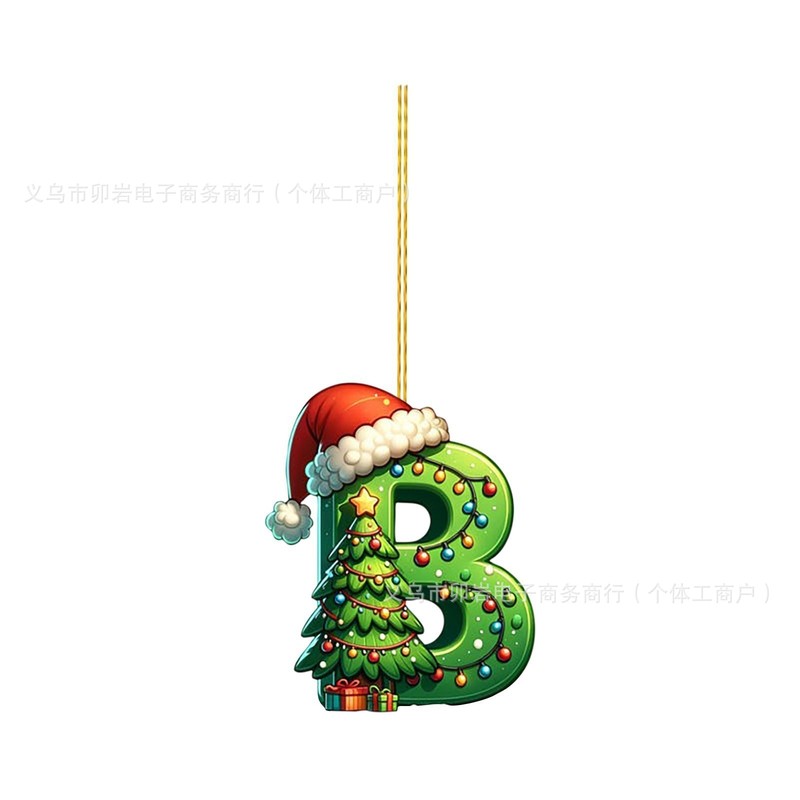 跨境2D亚克力圣诞树26字母吊坠DIY装饰挂件汽车装饰圣诞装饰挂件|undefined