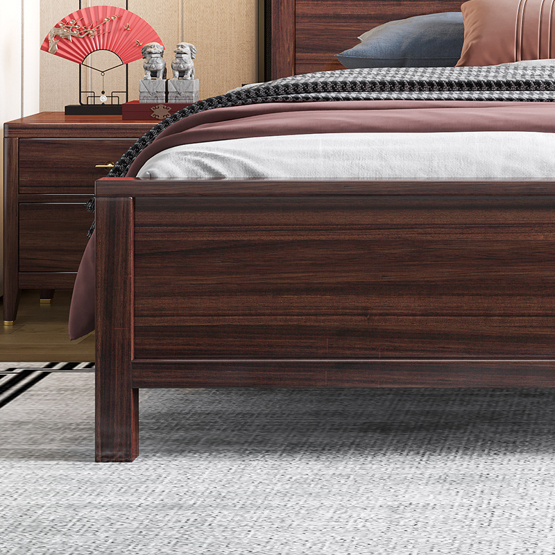 Nueva cama china de madera maciza de madera negra de 1,8 metros cama doble moderna simple de madera maciza doméstica almacenamiento de presión de aire cama de boda