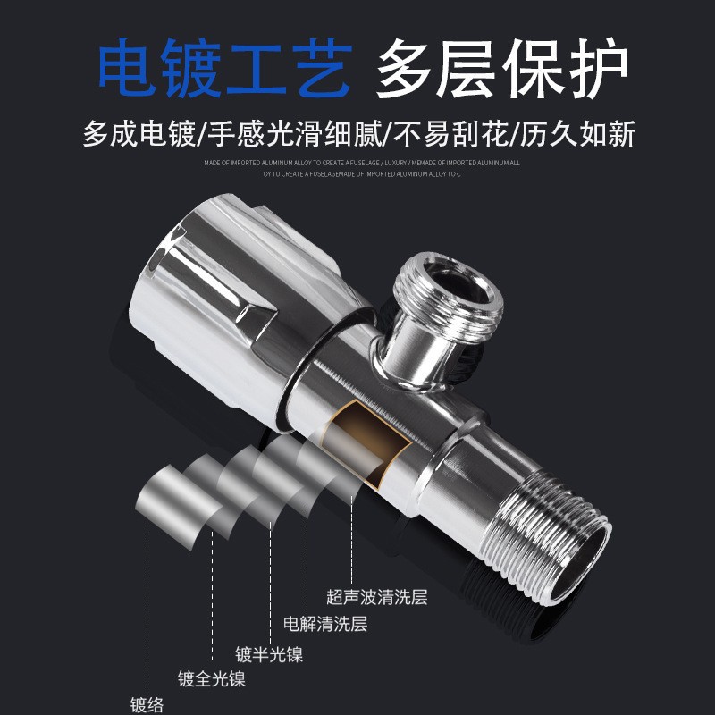 Válvula de ángulo colección completa 304 Acero inoxidable cobre triángulo caliente y fría interruptor de tres vías calentador de agua del inodoro válvula de entrada válvula de parada