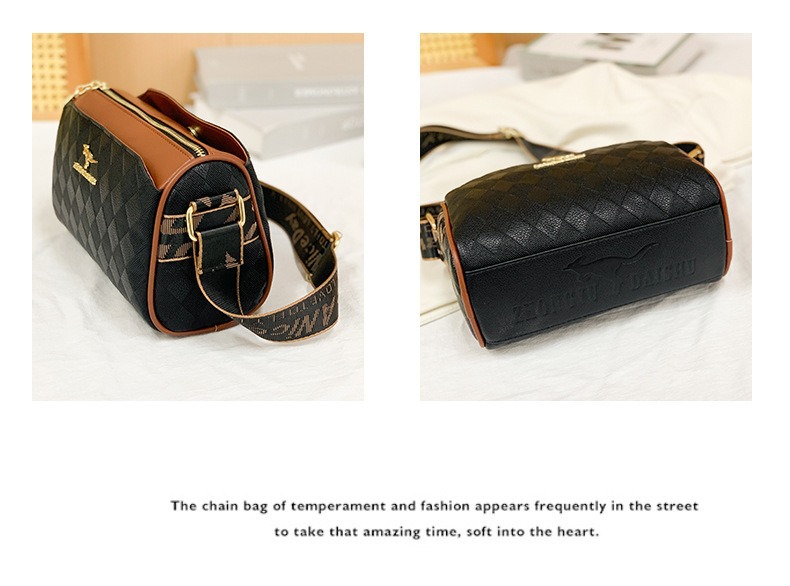 Borsa a tracolla larga da donna con motivo a quadri, stile vintage, modello marsupio, borse all'ingrosso._voghion.com